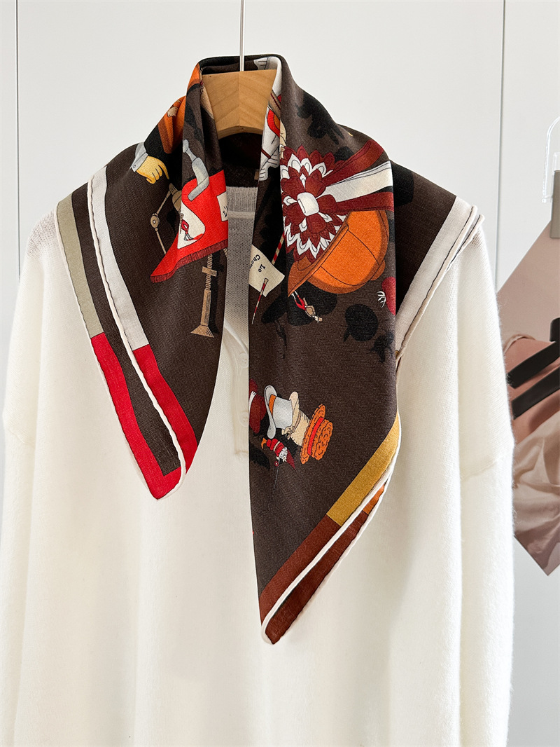 Luxury Bags Hong Kong - Two Faced Print Scarf 65CM Scarves