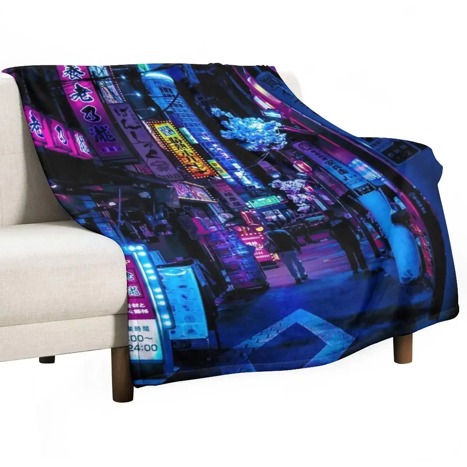 Luxury Bags Tokyo - Blue Tokyo Alleys Throw Blanket anime