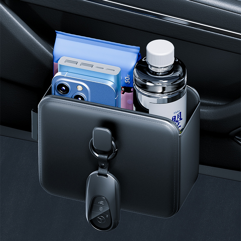 Key Holder Leather Pouch - Car Door Storage Pockets Hanging Cup